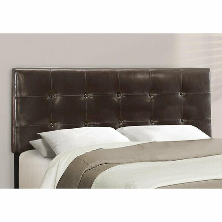 Homeroots 45.75 in. Dark Brown Solid WoodMDF & Foam Queen Size Bed with a Leather Look 333291